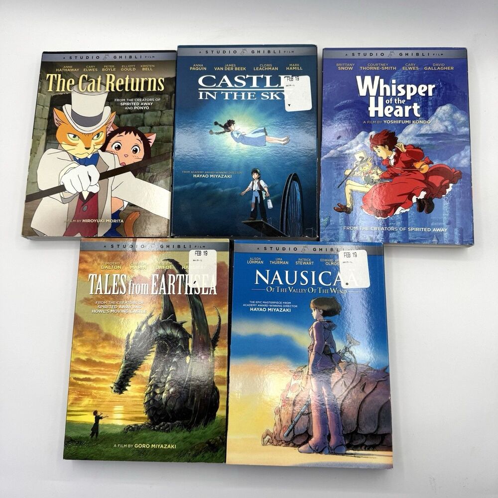 Studio Ghibli DVD Lot 5 Tales Earthsea Cat Returns Castle Sky Nausicaa